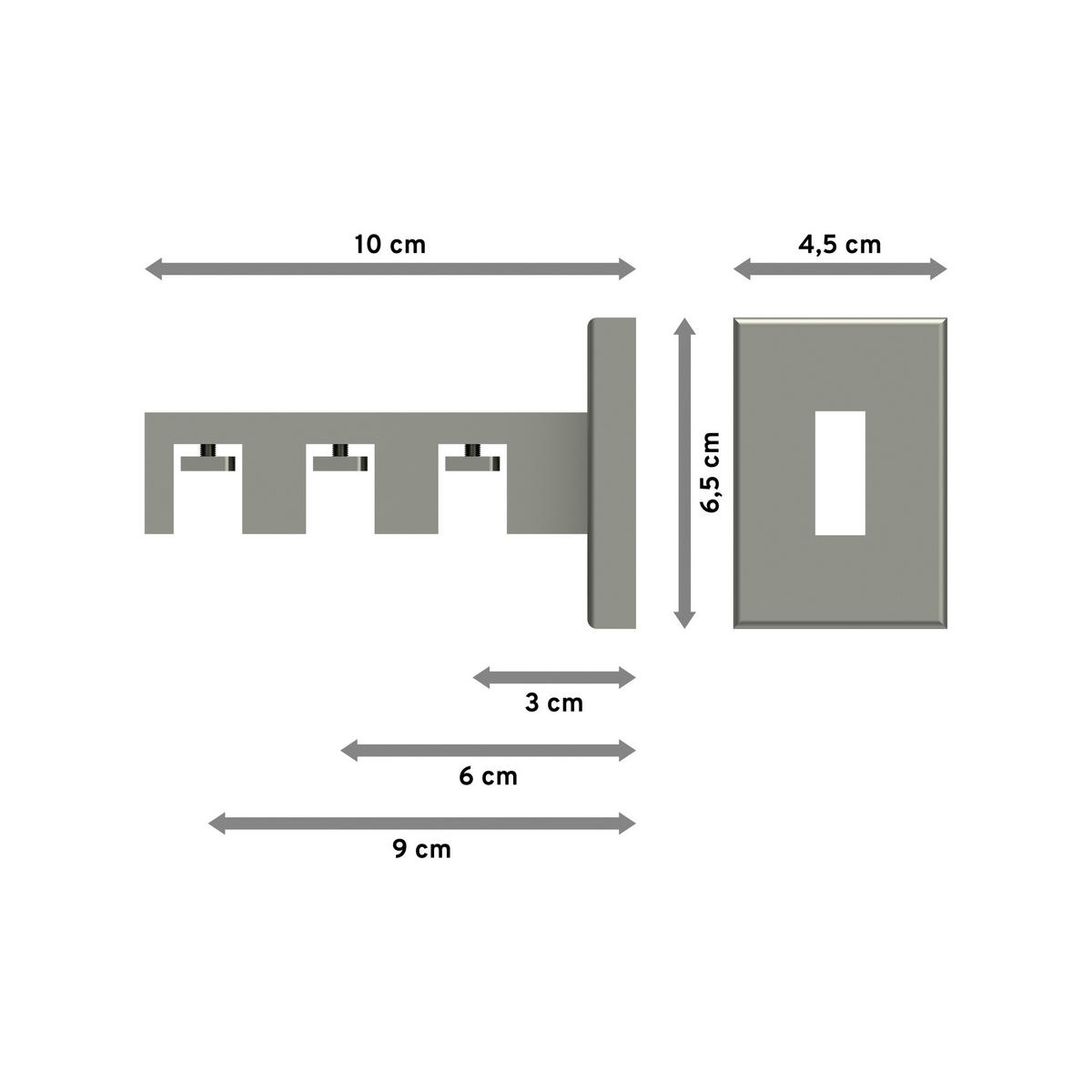 TRÄGER FÜR INNENLAUFSTANGEN 14x35 mm, Smartline 3-läufig, Edelstahl-Optik - Edelstahlfarben, Metall (10/6.5/4.5cm) - INTERDECO