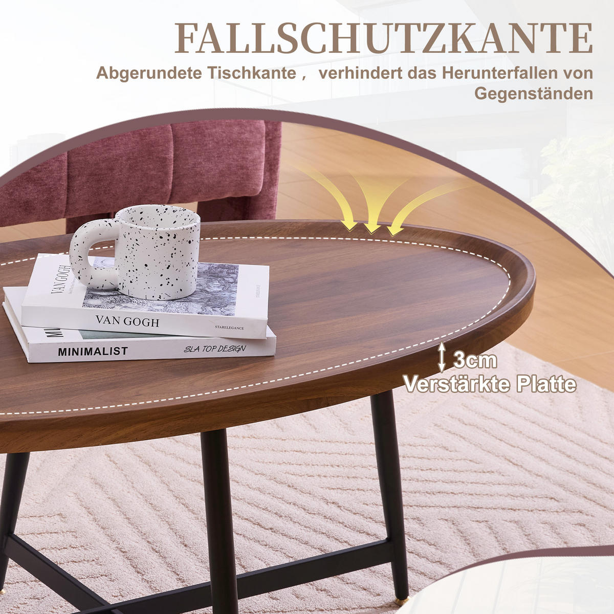 COUCHTISCH DE-179 Modern Minimalistisch Schwarz - Braun, Holzwerkstoff (55/110/43cm) - ComfortXL
