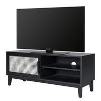 TV-LOWBOARD mit 1 Tür - Natur / Eiche Schwarz - Wiener Geflecht / Echtholzfurnier - Eichefarben/Schwarz, Eichenholz/Naturmaterialen (120/50/40cm) - home24