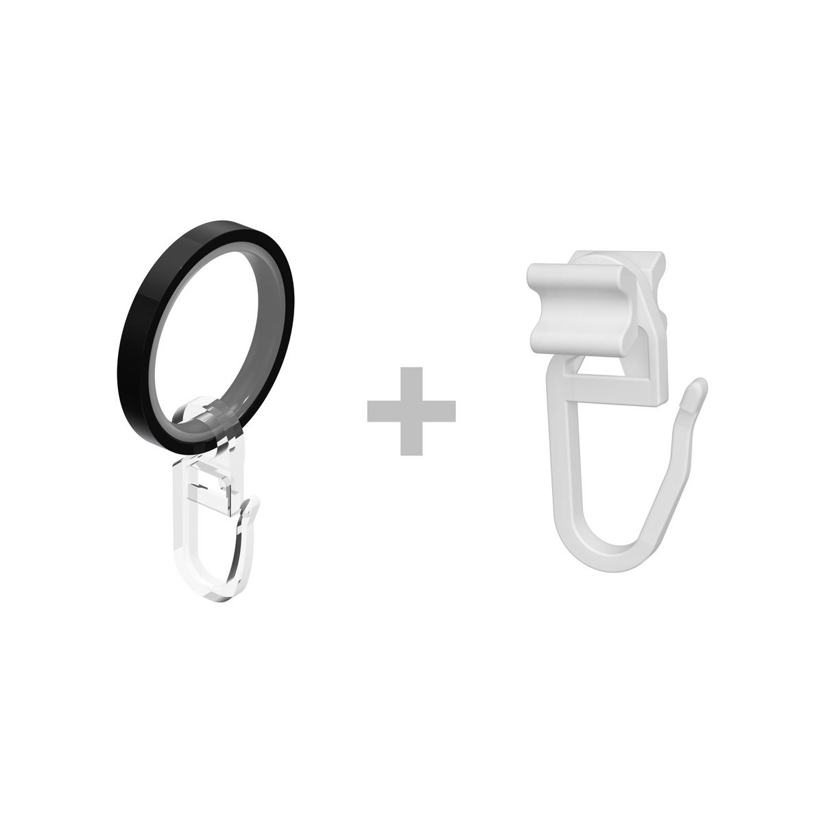 GARDINENSTANGE RUNDROHR-INNENLAUF Prestige Mavell 360 cm (geteilt in 2 x 180 cm), 2-läufig, 20 mm Ø Schwarz - Chromfarben/Schwarz, Metall (360cm) - INTERDECO