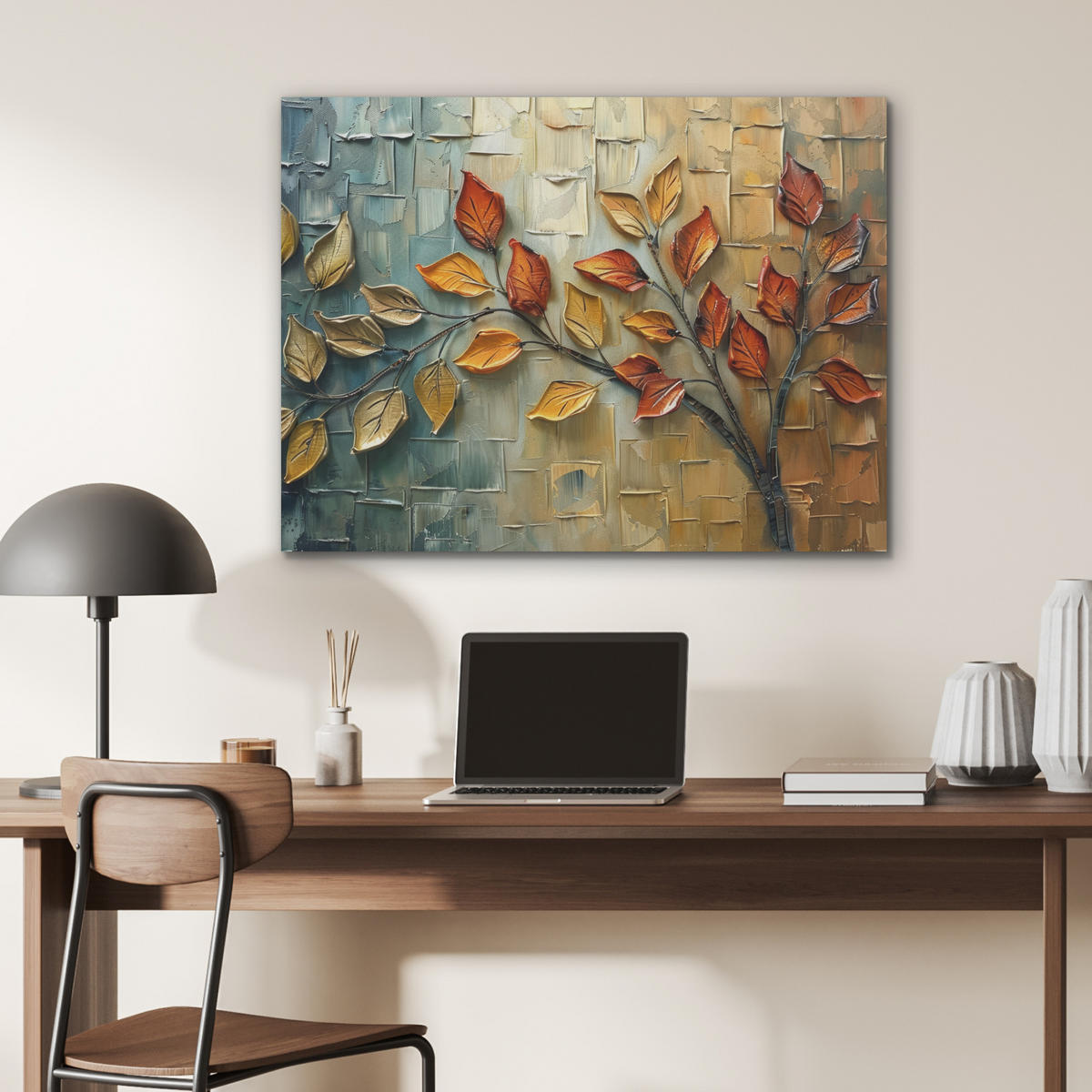 AKUSTIKPANEEL Baum - Abstrakt - Natur - Kunst 80x60 cm - Goldfarben, Textil (80/0.9/60cm) - MuchoWow
