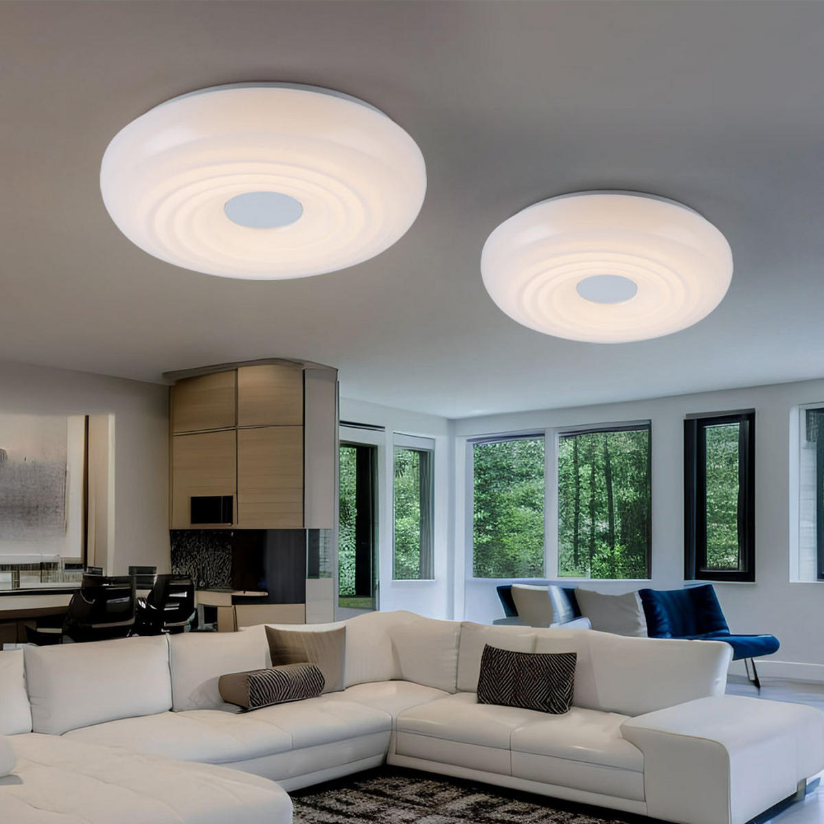 LED DECKENLEUCHTE Metall Weiß Rund - Weiß, Metall (35/35/8.5cm) - Globo Lighting