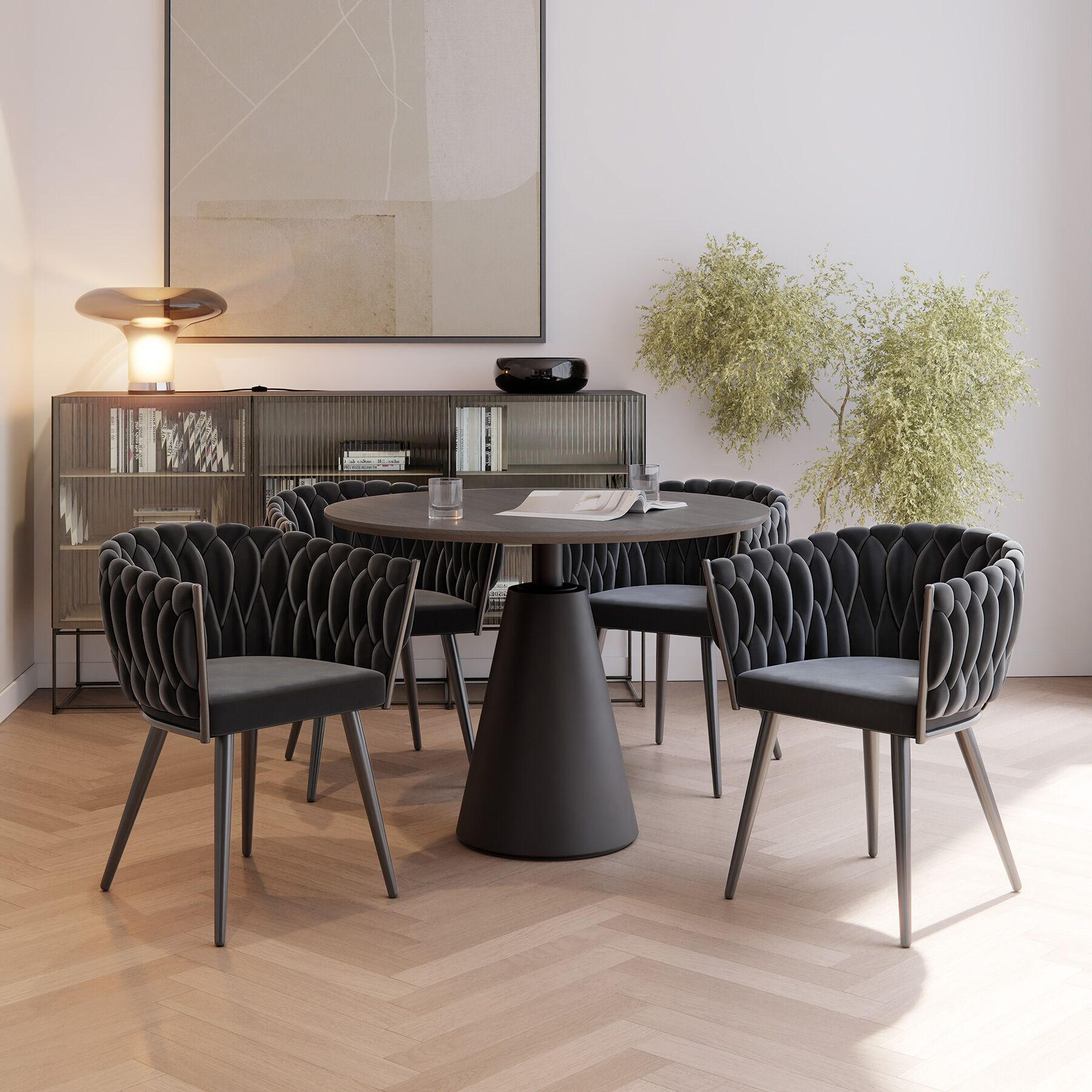 Thumbnail - tectake Esszimmerstuhl, Schwarz, Textil, Pappel, 60.5x75x55 cm, Esszimmer, Stühle, Esszimmerstühle, Armlehnenstühle