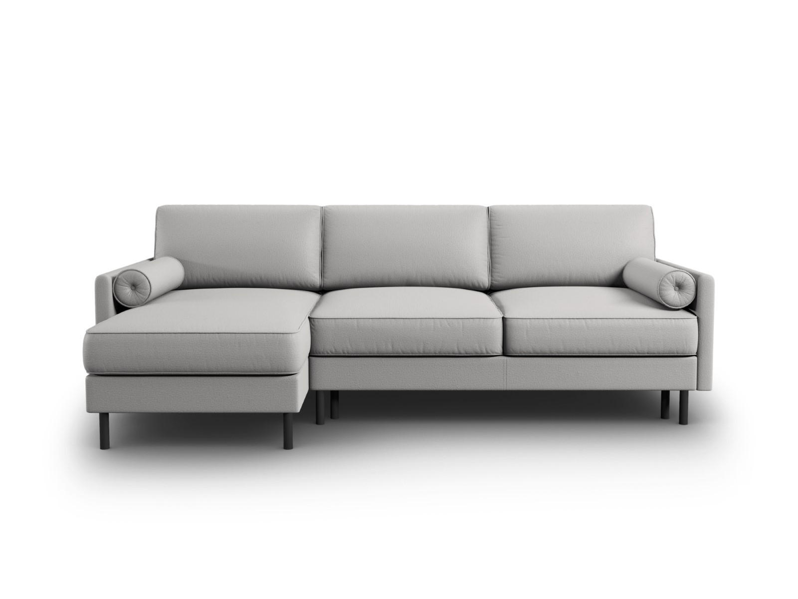 AUSKLAPPBARES-ECKSOFA links mit Container Scott aus strukturiertem Stoff hellgrau 5 Sitzplätze - Hellgrau, Textil (142/212cm) - Micadoni