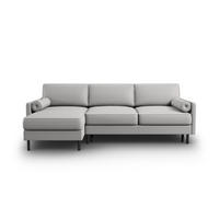 AUSKLAPPBARES-ECKSOFA links mit Container Scott aus strukturiertem Stoff hellgrau 5 Sitzplätze - Hellgrau, Textil (142/212cm) - Micadoni