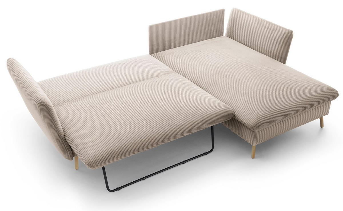 ECKSOFA Savona L-Form 260 cm, Cordstoff, Rechts, Beige - Beige, Holz (167/258cm) - Emporius