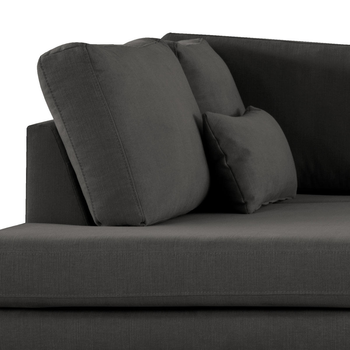 WOHNLANDSCHAFT mit Longchair - Eichefarben/Anthrazit, Naturmaterialien/Eichenholz (371/81/219cm) - home24