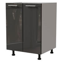 KÜCHENUNTERSCHRANK Essen D11/60 Graphit Hochglanz / Weiß Matt 60 / 50 / 82cm - Graphitfarben/Weiß, Holz/Holzwerkstoff (60/82/50cm) - Feldmann-Wohnen