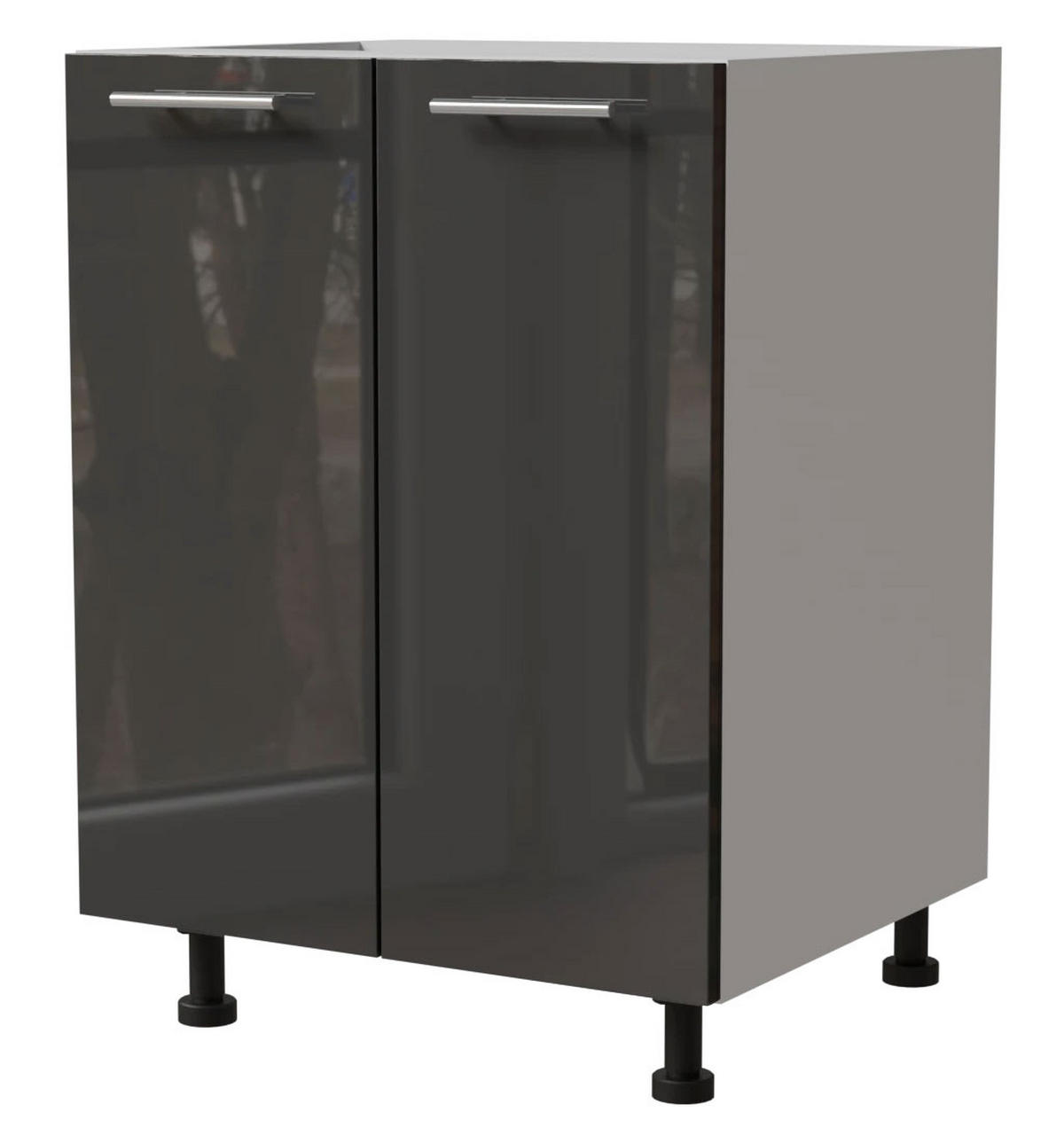 KÜCHENUNTERSCHRANK Essen D11/60 Graphit Hochglanz / Weiß Matt 60 / 50 / 82cm - Graphitfarben/Weiß, Holz/Holzwerkstoff (60/82/50cm) - Feldmann-Wohnen