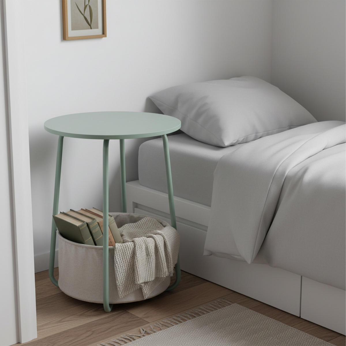 BEISTELLTISCH - Grau, Holzwerkstoff/Textil (40/40/50cm) - Relaxdays