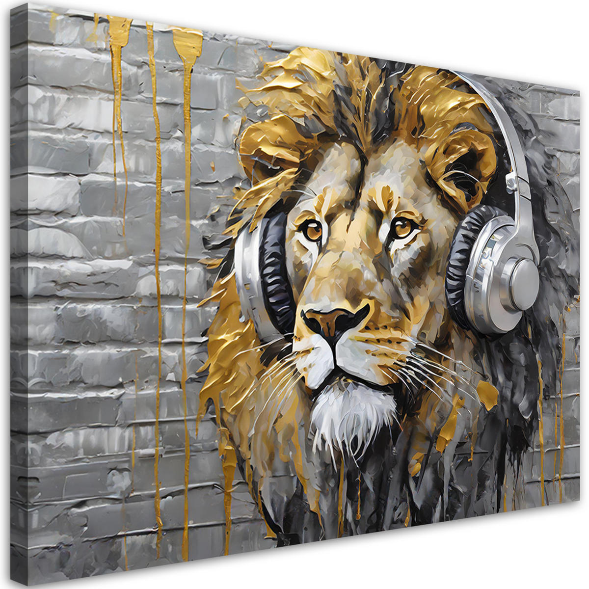 WANDBILD lion musik pop art - Gelb, Textil (60/40cm) - Feeby