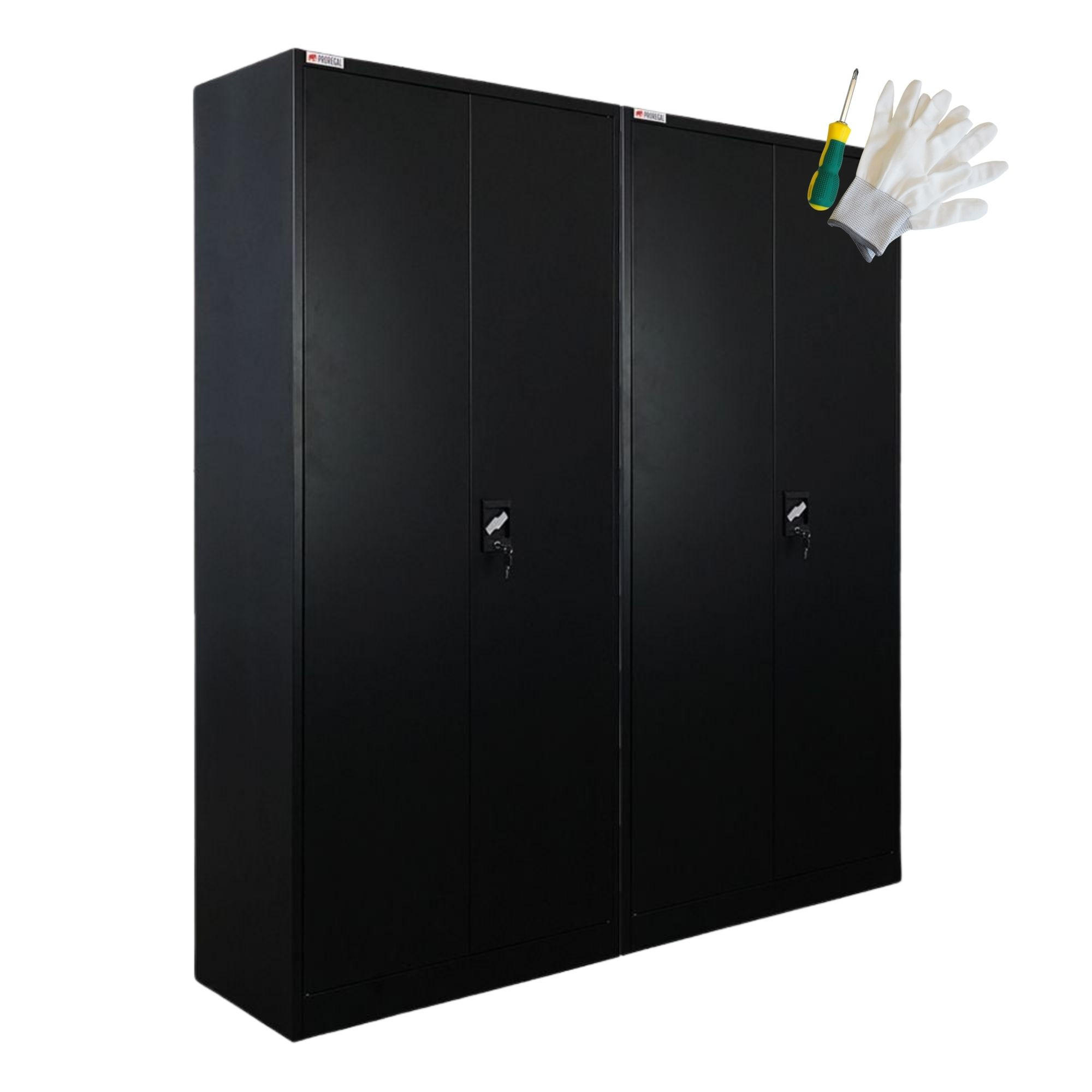 FLÜGELTÜRENSCHRANK Elephant 2er-Set 180x80x40cm 6 Fächern & Kleiderstange Schwarz - Schwarz, Metall (160/180/40cm) - PROREGAL