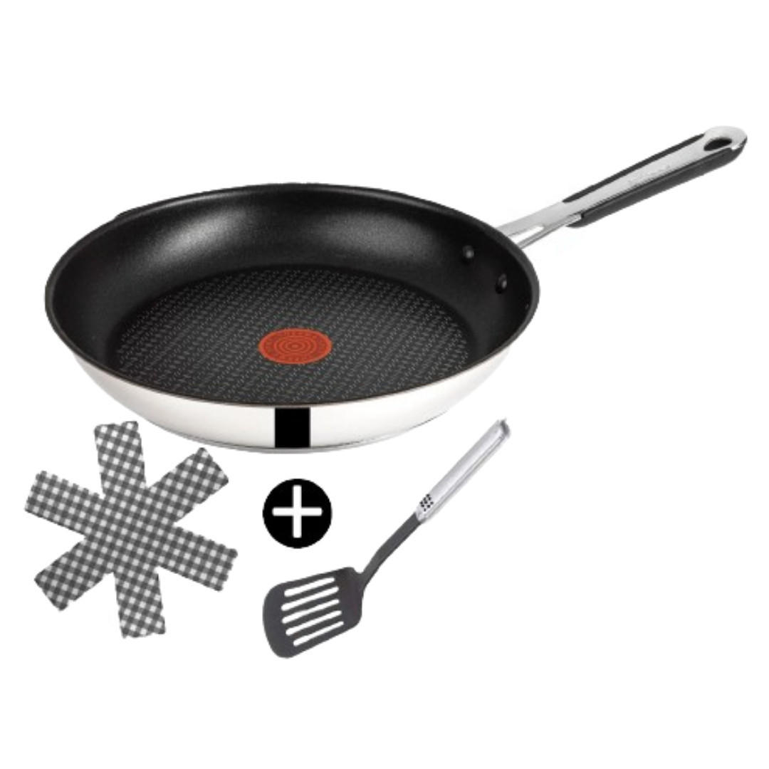 BRATPFANNE E76 28 cm Silber Schwarz Induktion Antihaft Set - Silberfarben/Schwarz, Metall - Tefal