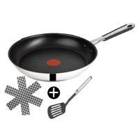 BRATPFANNE E76 28 cm Silber Schwarz Induktion Antihaft Set - Silberfarben/Schwarz, Metall - Tefal