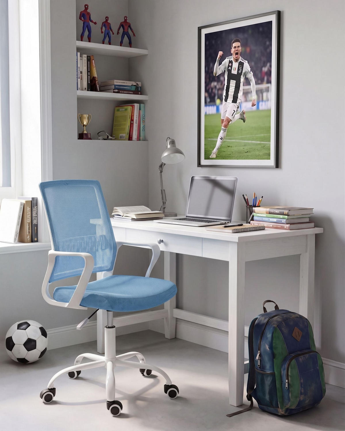 BÜROSTUHL Blau Ease - Blau, Textil (54/94/54cm) - Beliani