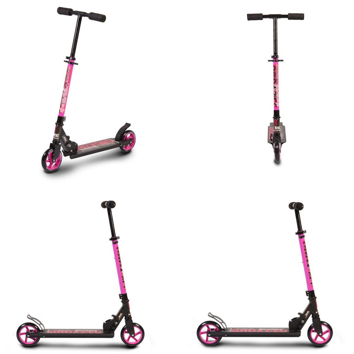 KINDERROLLER Rendevous pink Höhe einstellbar, klappbar, PU-Räder, ABEC-7 - Rosa, Metall (90/31.5/74cm)