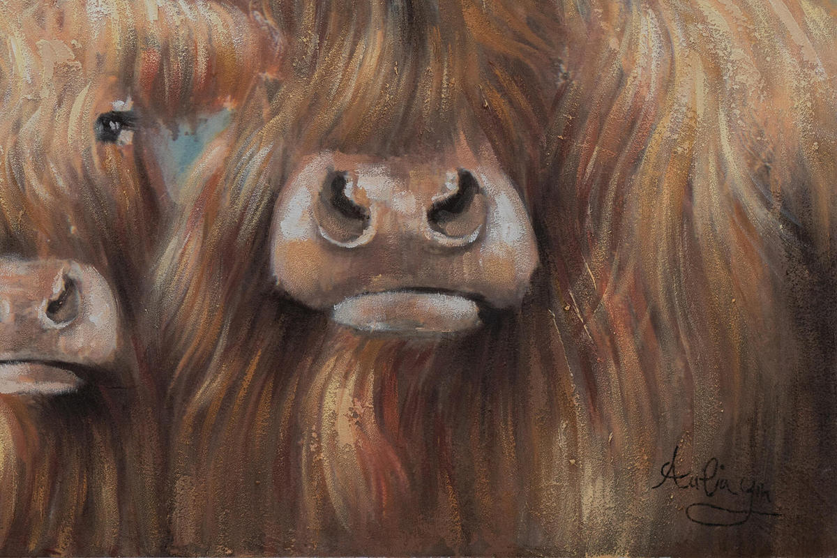 RUČNE MAĽOVANÝ AKRYLOVÝ OBRAZ 100/75 cm, hnedý, abstraktný dekoratívny motív - hnedá, drevo/textil (100/75cm) - KUNSTLOFT