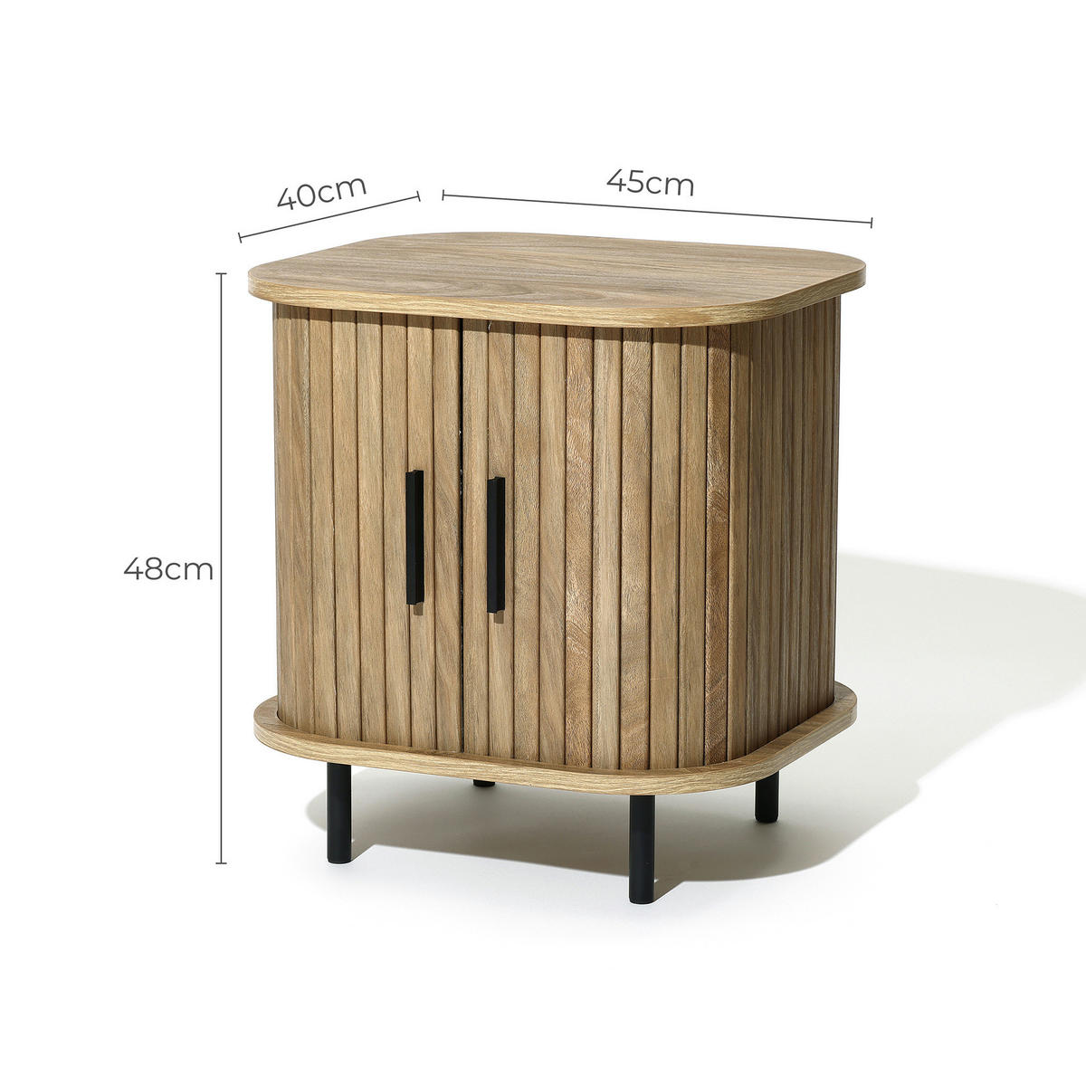 NACHTTISCH Mid-Century mit Rolltür, Holz | B45 x T40 x H48 cm - Braun, Holzwerkstoff (45/48/40cm) - Hometopia