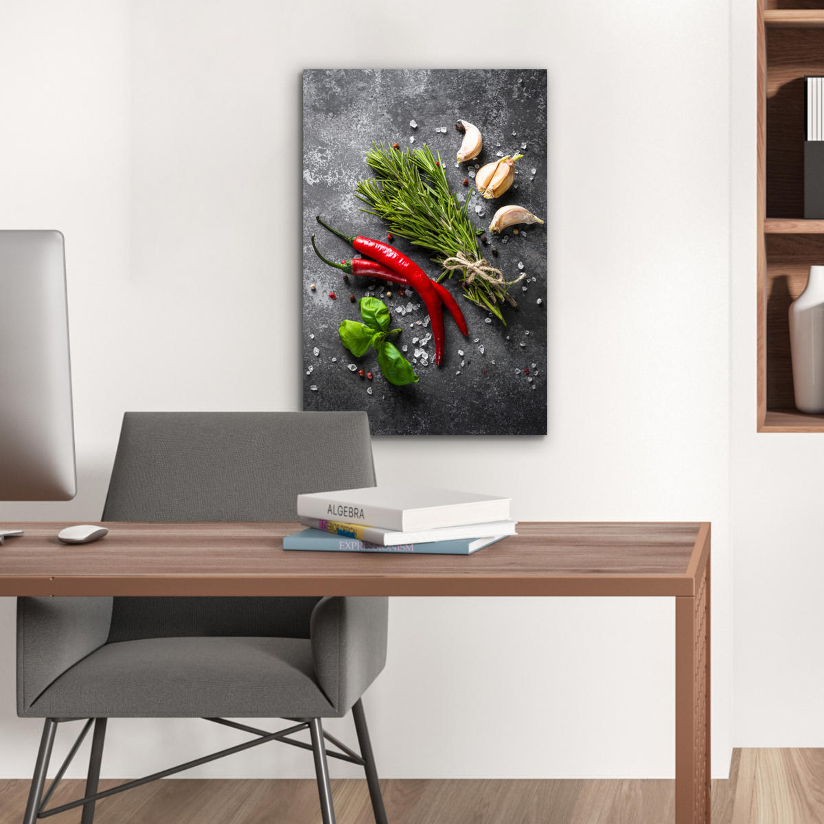 METALLBILD Pfeffer - Kräuter - Gewürze - Beton 40x60 cm - Dunkelgrau, Metall (40/60cm) - MuchoWow