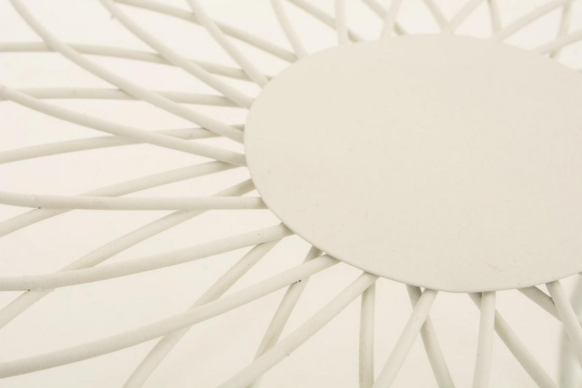 GARTENTISCH eckig 49/45/46 cm Metall Weiß - Creme, Metall (45/49/46cm) - CLP