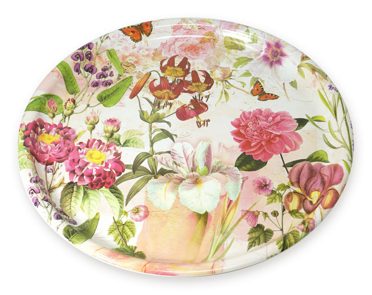 TABLETT rund Wildblume, Melamin ServierTablett rund Ø 40 cm - Multicolor, Kunststoff (40/2/40cm) - Lashuma