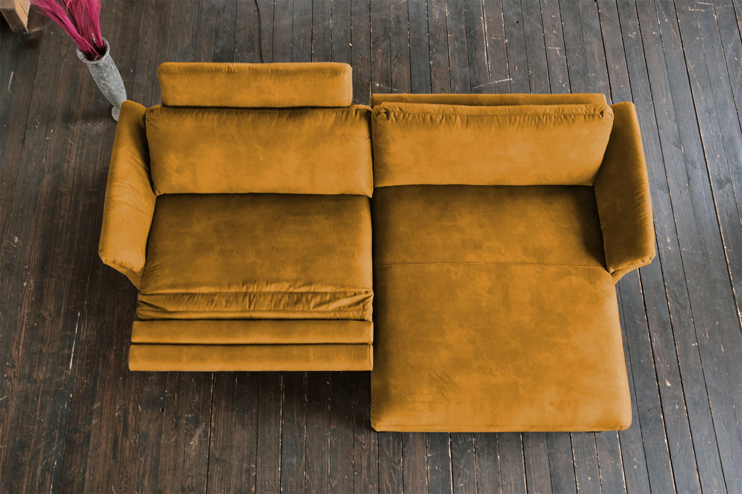 ECKSOFA MIT MOTORISCHER RELAXFUNKTION MALTA Gold Webstoff - Goldfarben/Schwarz, Buchenholz/Textil (302/175cm) - KAWOLA