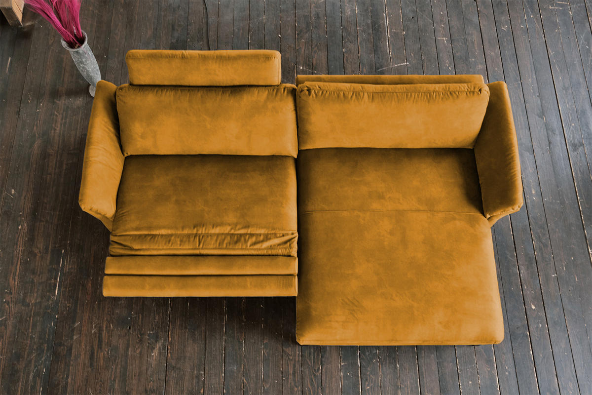 ECKSOFA MIT MOTORISCHER RELAXFUNKTION MALTA Gold Webstoff - Goldfarben/Schwarz, Buchenholz/Textil (302/175cm) - KAWOLA