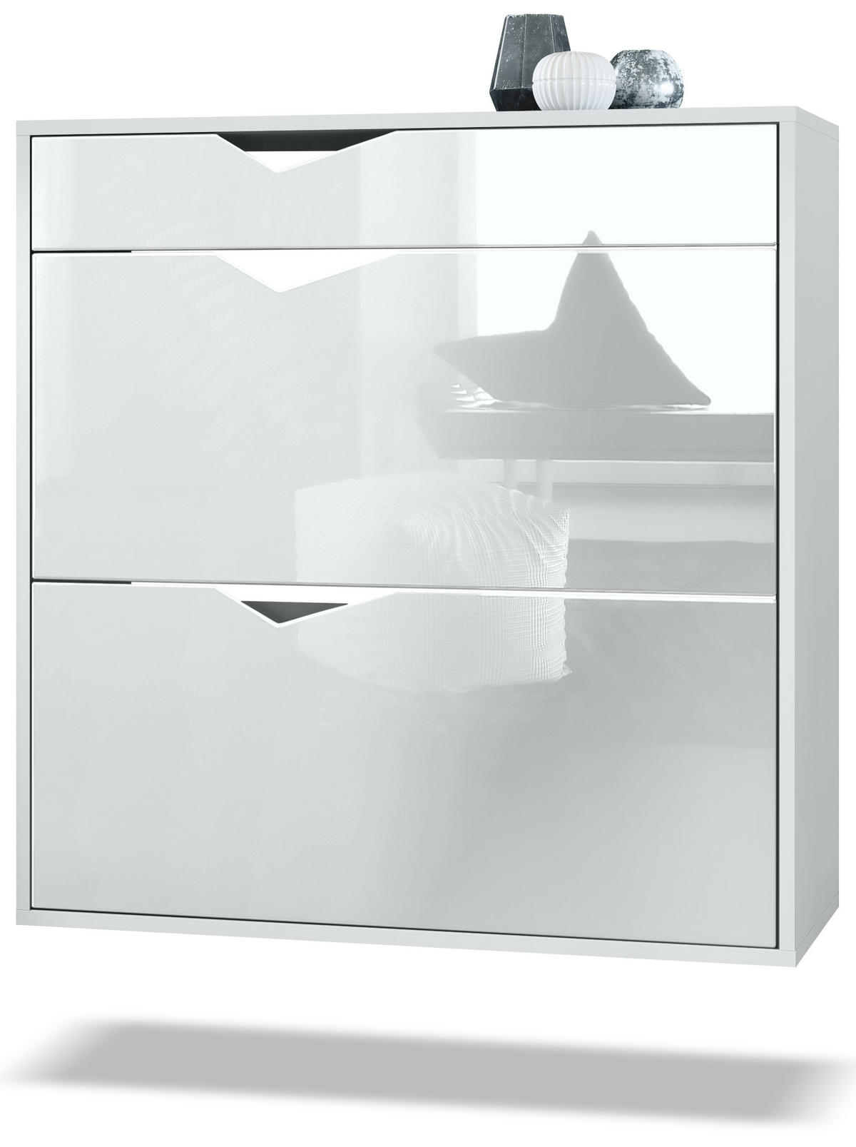 SCHUHSCHRANK Kolmio Fronten in Weiß Hochglanz - Weiß Hochglanz, Holzwerkstoff (190/185/33cm) - Vladon