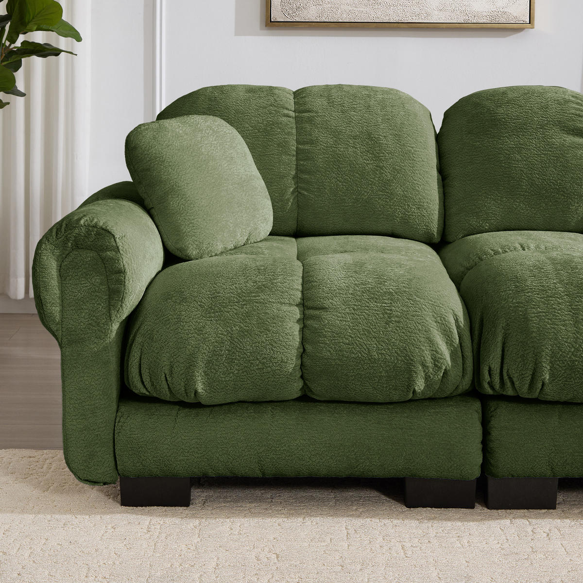 SOFA mit U-Form Chenille Grün - Grün, Holz (149/90/190.1cm) - Meubliv