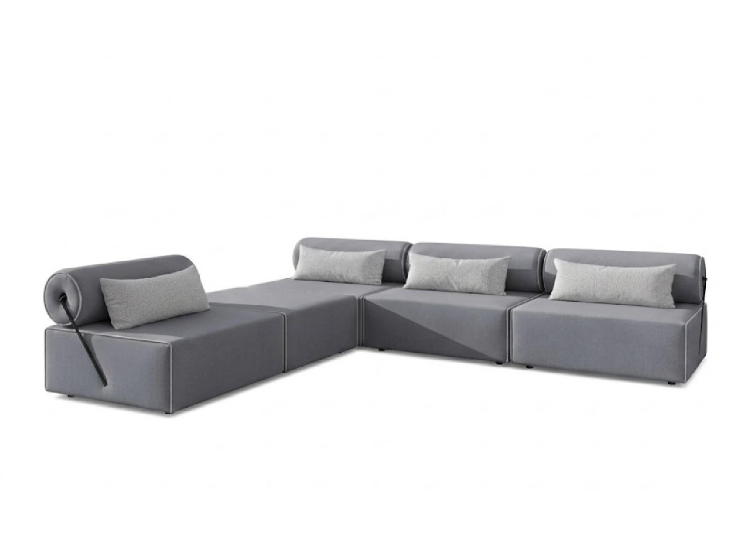 GARTENSOFA BALI L - Wetterfeste Balkonmöbel & Lounge Sofa Außen - Moderne Outdoor Couch für Garten - Balkon & Terrasse - Grau - Grau, Kunststoff (336/78/100cm) - Trada