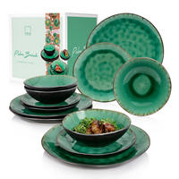TAFELSERVICE PALM BEACH - 12 teilig aus Steingut - Grün, Keramik (38/37/40cm) - Sänger