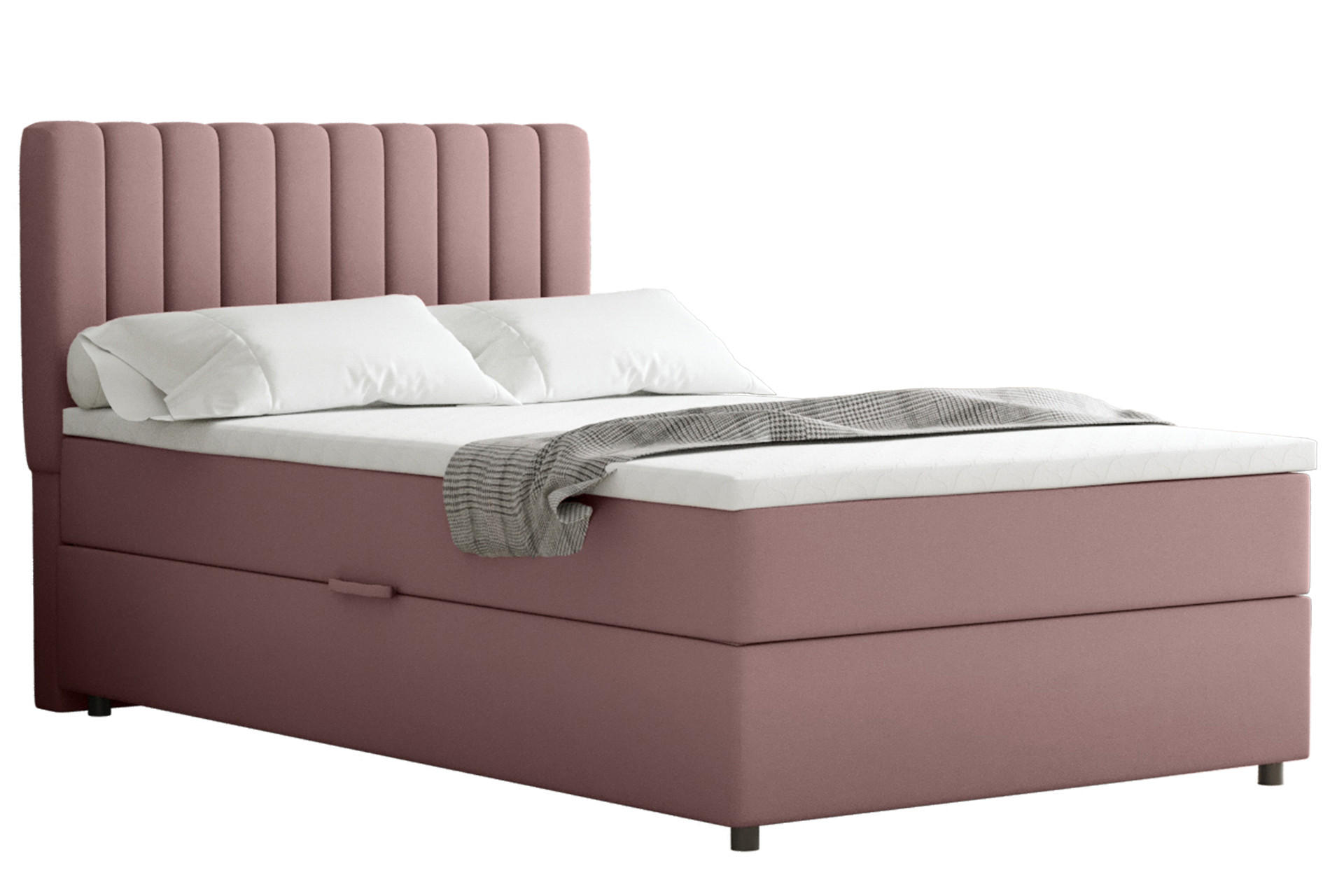 BOXBETT Everest 120 x 200 cm Einzelbett mit hochwertiger Bonell-Matratze und Topper - Rosa, Holz (120/200cm) - Panda Möbel