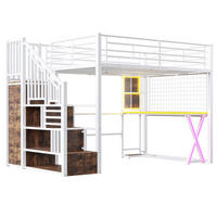 HOCHBETT 140/200 cm in Weiß – mit Schreibtisch, Kleiderschrank und Ablageleiter - Weiß, Metall (140/200cm) - BEAOK