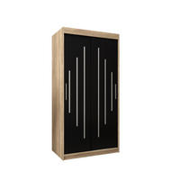 SCHWEBETÜRENSCHRANK 200/100/62 2-türig - Silberfarben/Schwarz, Holz/Kunststoff (100/200/62cm) - Abiks Möbel