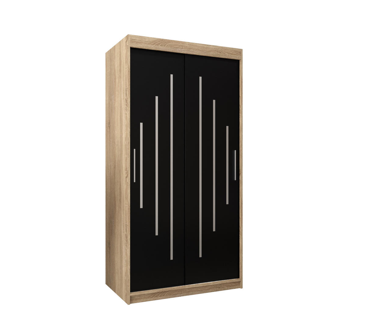 SCHWEBETÜRENSCHRANK 200/100/62 2-türig - Silberfarben/Schwarz, Holz/Kunststoff (100/200/62cm) - Abiks Möbel