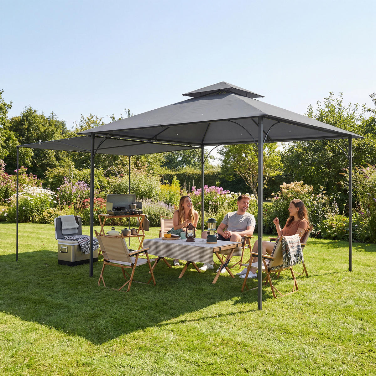 PAVILLON Polyester Metall Dunkelgrau - Dunkelgrau, Textil/Metall (320/275/320cm) - Outsunny