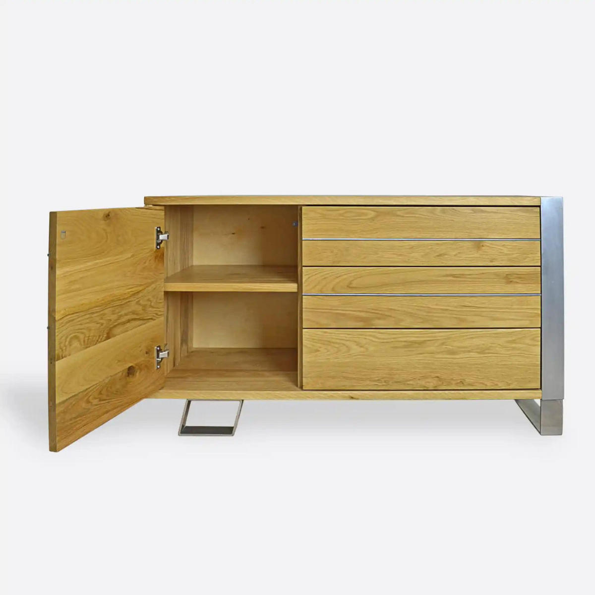 FERNSEHSCHRANK auf Metallbeinen Industrie Look BORA - Eichefarben, Holz (130/60/40cm) - Rawood Furniture