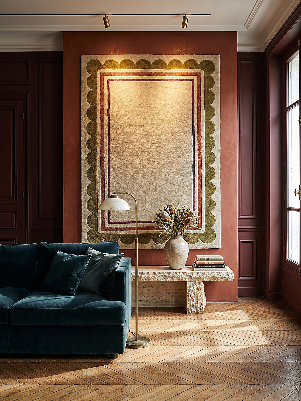 TEPPICH aus Wolle, handgetuftet, WENSUM, in Beige-Multicolor, Scallop-Bordüre, 160 x 230 cm - Beige, Textil (160/230cm) - KADIMA DESIGN
