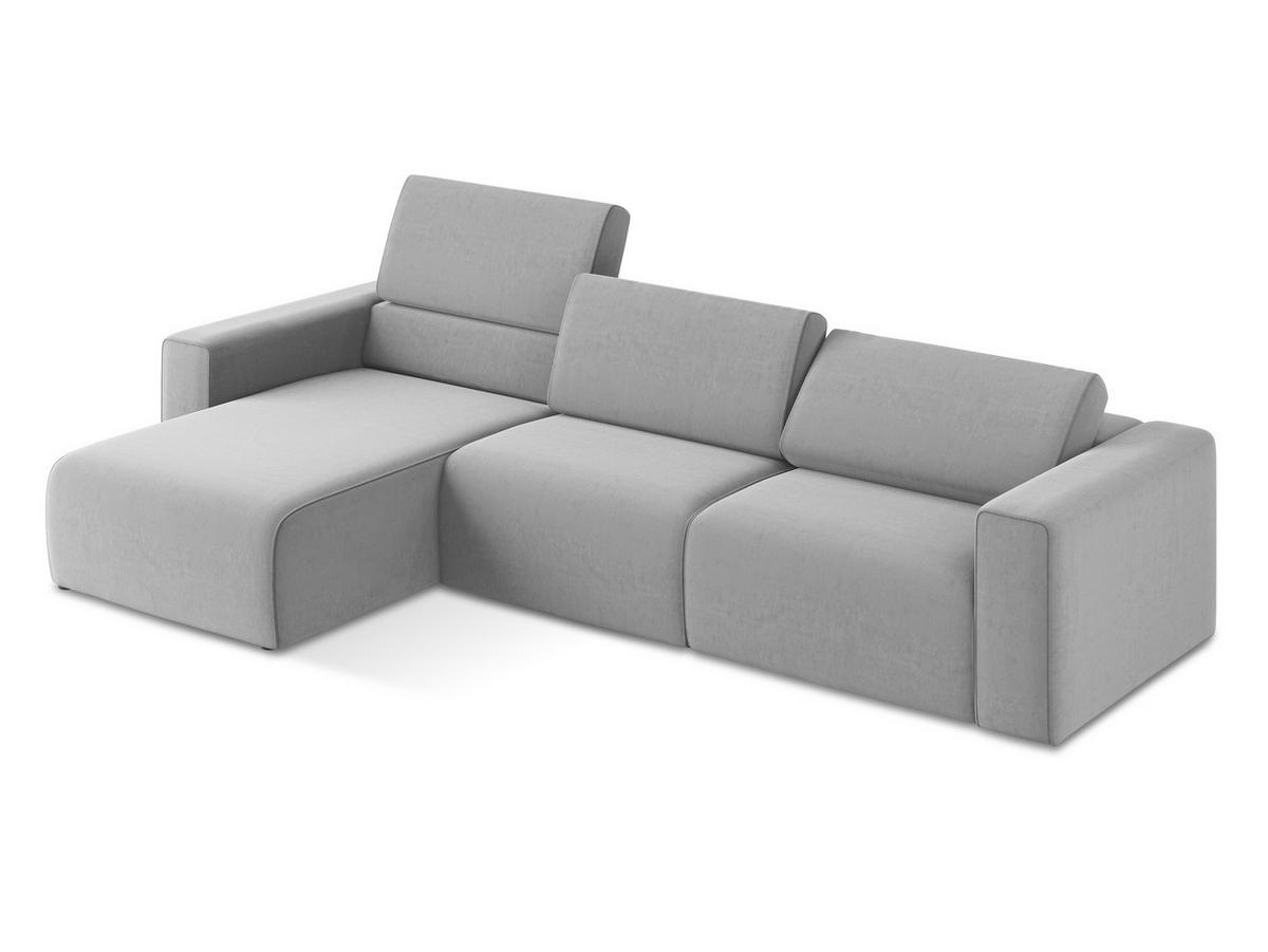 ECKSOFA Links Samt Stoff Grau - Creme/Schwarz, Kunststoff/Textil (167/314cm) - Makamii