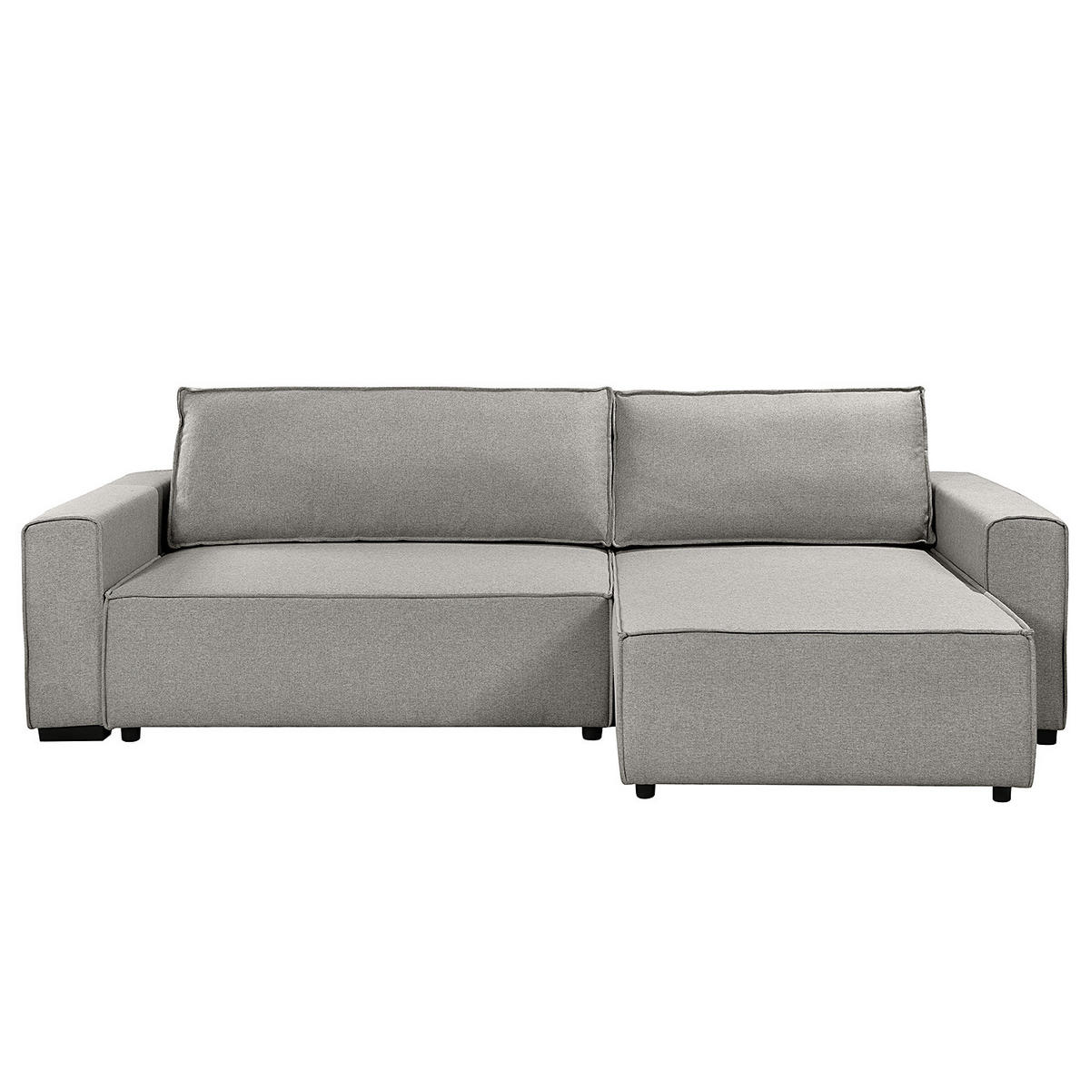ECKSOFA mit Schlaffunktion - Flachgewebe - Schwarz/Grau, Kunststoff/Textil (284/155cm) - home24
