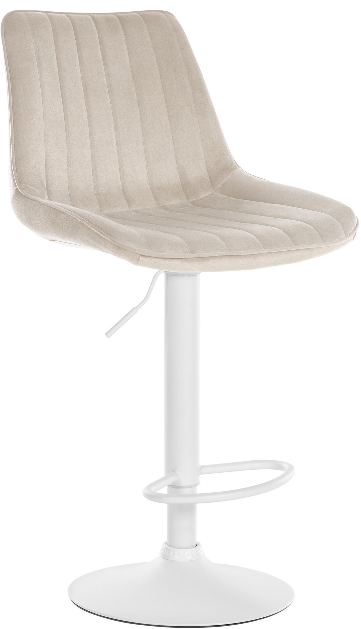 BARHOCKER Tolor Samt weiß creme - Naturfarben/Weiß, Textil/Metall (49.5/112/50cm) - TPFLiving