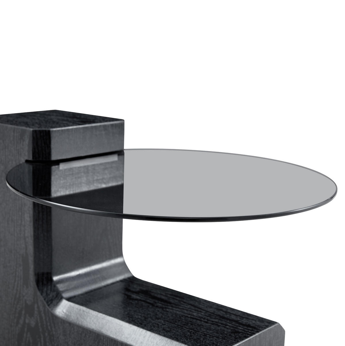 COUCHTISCH rund 61/44 cm in Schwarz aus MDF und Glas mit zweistöckigem Design - Schwarz, Holzwerkstoff (61/61/30cm) - OKMYHOME