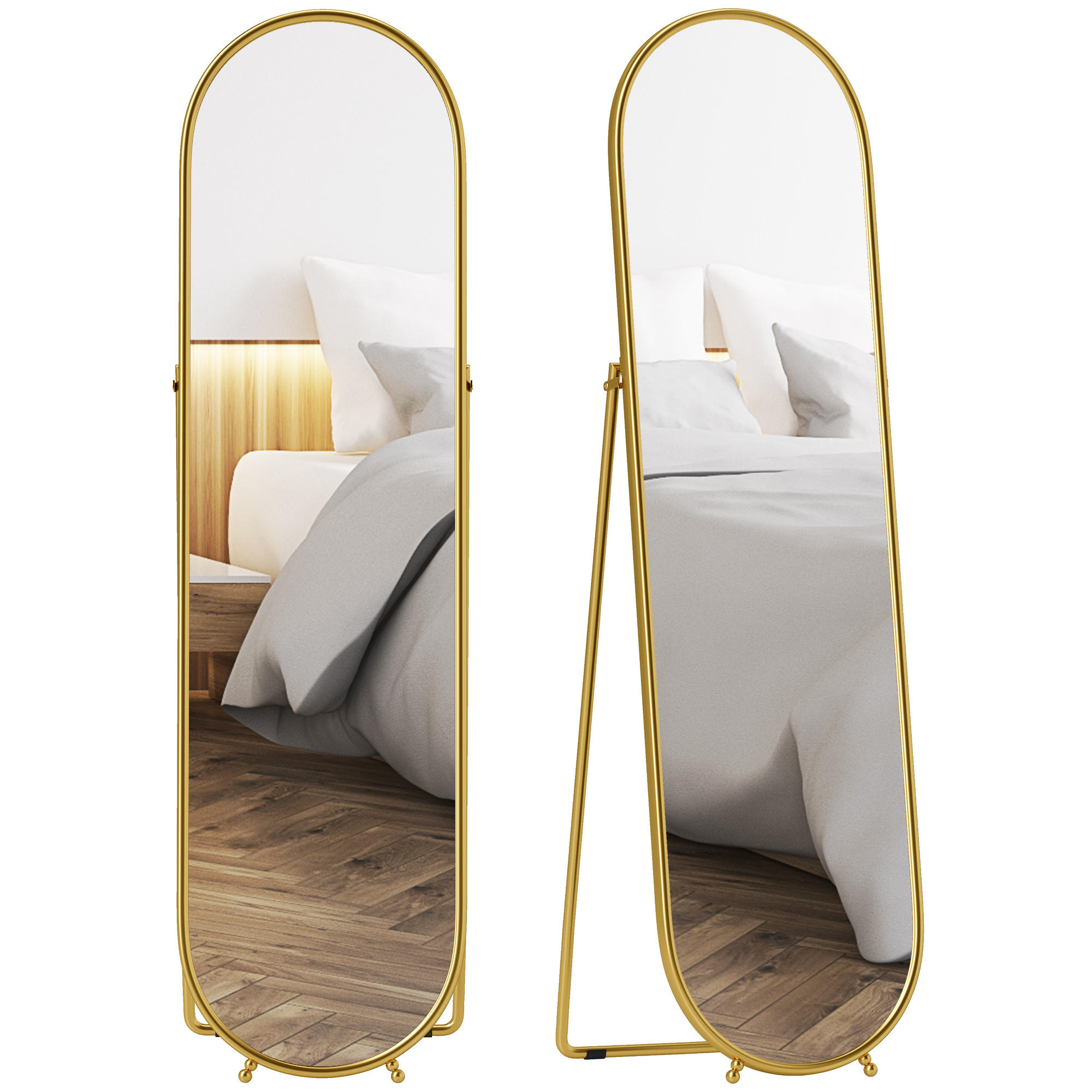 STANDSPIEGEL 2er-Set goldfarben 50.0/4.0/180.0 cm - Goldfarben, Metall (4/180/50cm)
