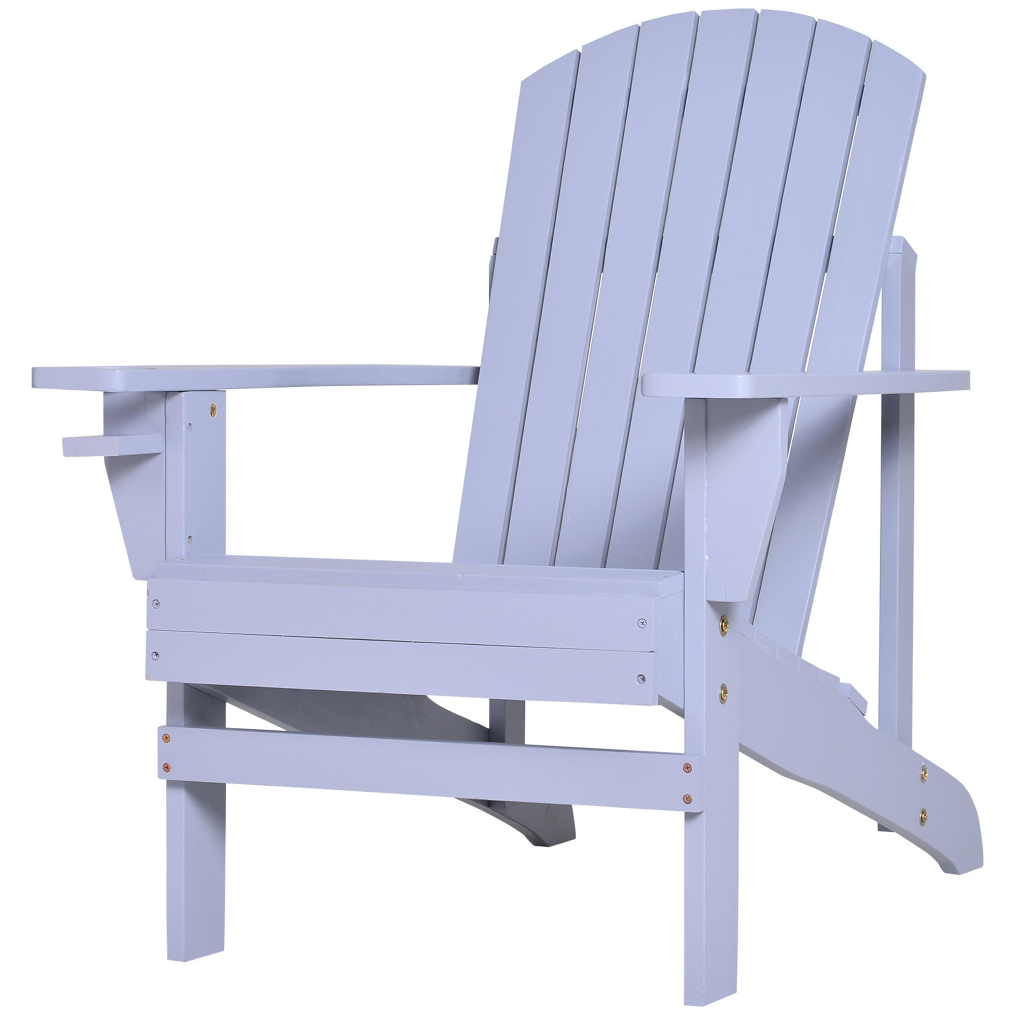 ADIRONDACK-GARTENSTUHL, mit Becherhalter, Gartenliege, Balkonstuhl, Massivholz, Grau - Grau, Holz (97/93/72.5cm) - Outsunny