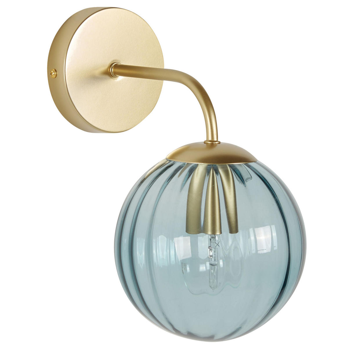 WANDLEUCHTE Boomi 22/15/28 cm - Blau, Glas (15/28/22cm) - Beliani