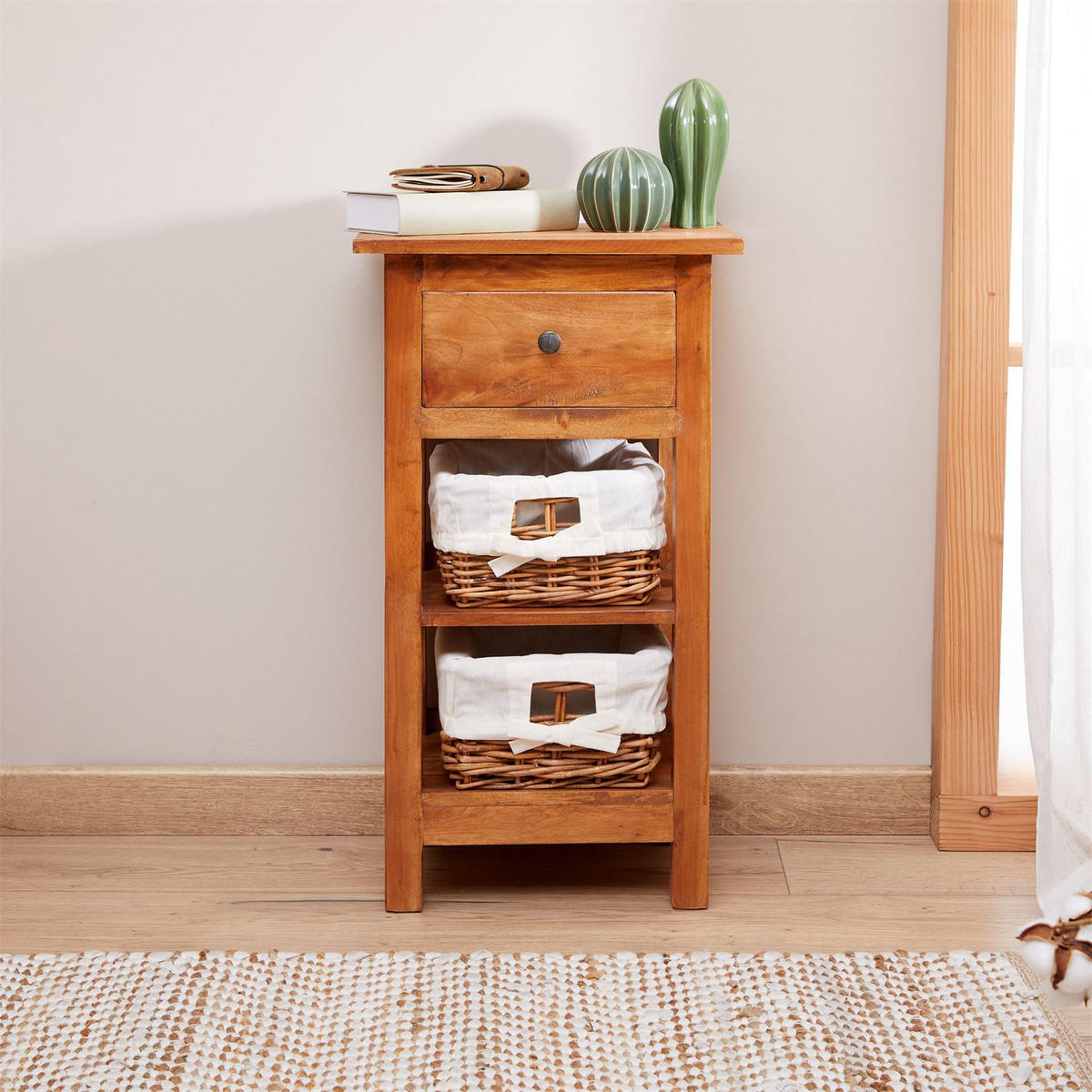 NACHTTISCH TOURNETTE - Naturfarben, Holz (39/71/28cm) - IDIMEX