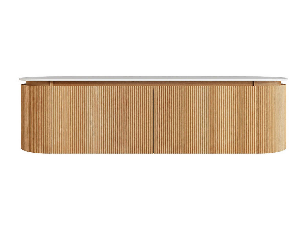 WASCHBECKENUNTERSCHRANK - 180cm x 50cm - Massivholz - naturfarben hell - LILIKO - Naturfarben, Holz (180/46/50cm) - Vente-Unique