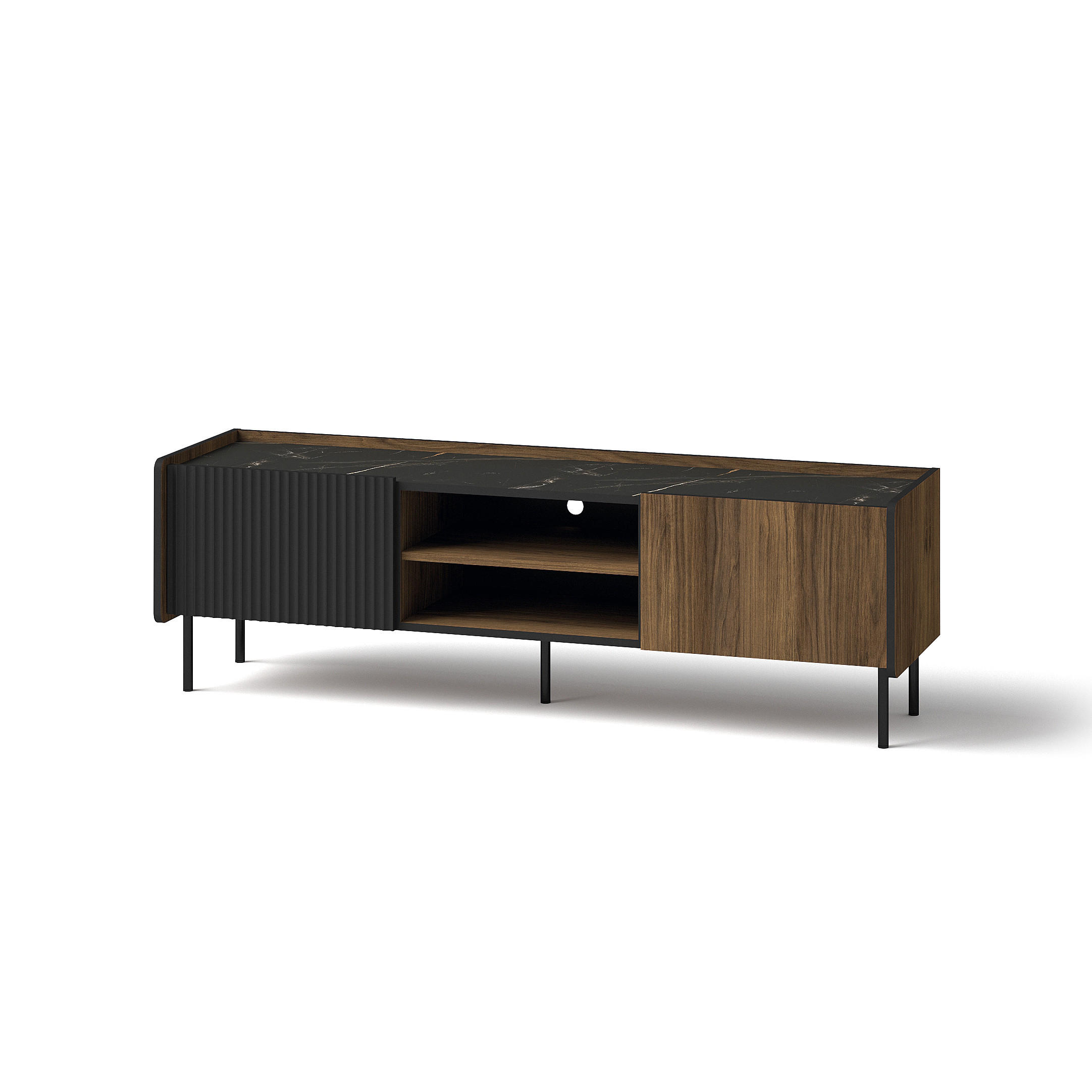 Beautysofa Lowboard Schwarz, Braun 150x47x40 cm