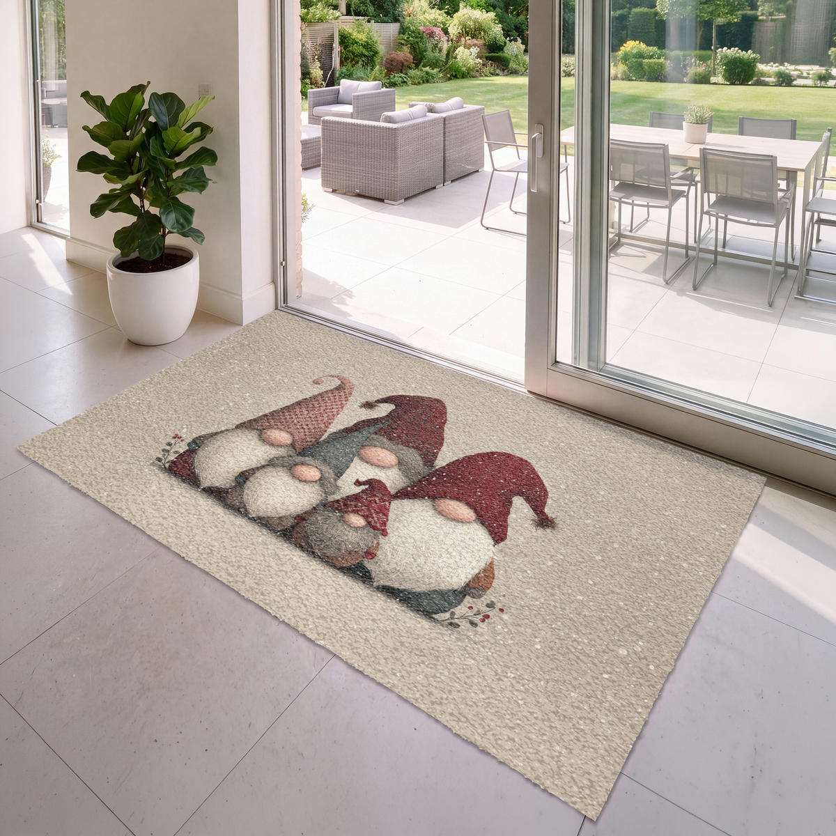 ROHOŽKA Trpaslíci - Vianoce - Sneh - Špicaté klobúky 180x120 cm - béžová, plast (180/120cm) - MuchoWow
