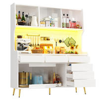 BUFFET 145/39/171 cm aus MDF und Glas mit LED-Beleuchtung und Schiebetüren Weiß - Weiß, Holzwerkstoff (145/171/39cm) - Modenvie